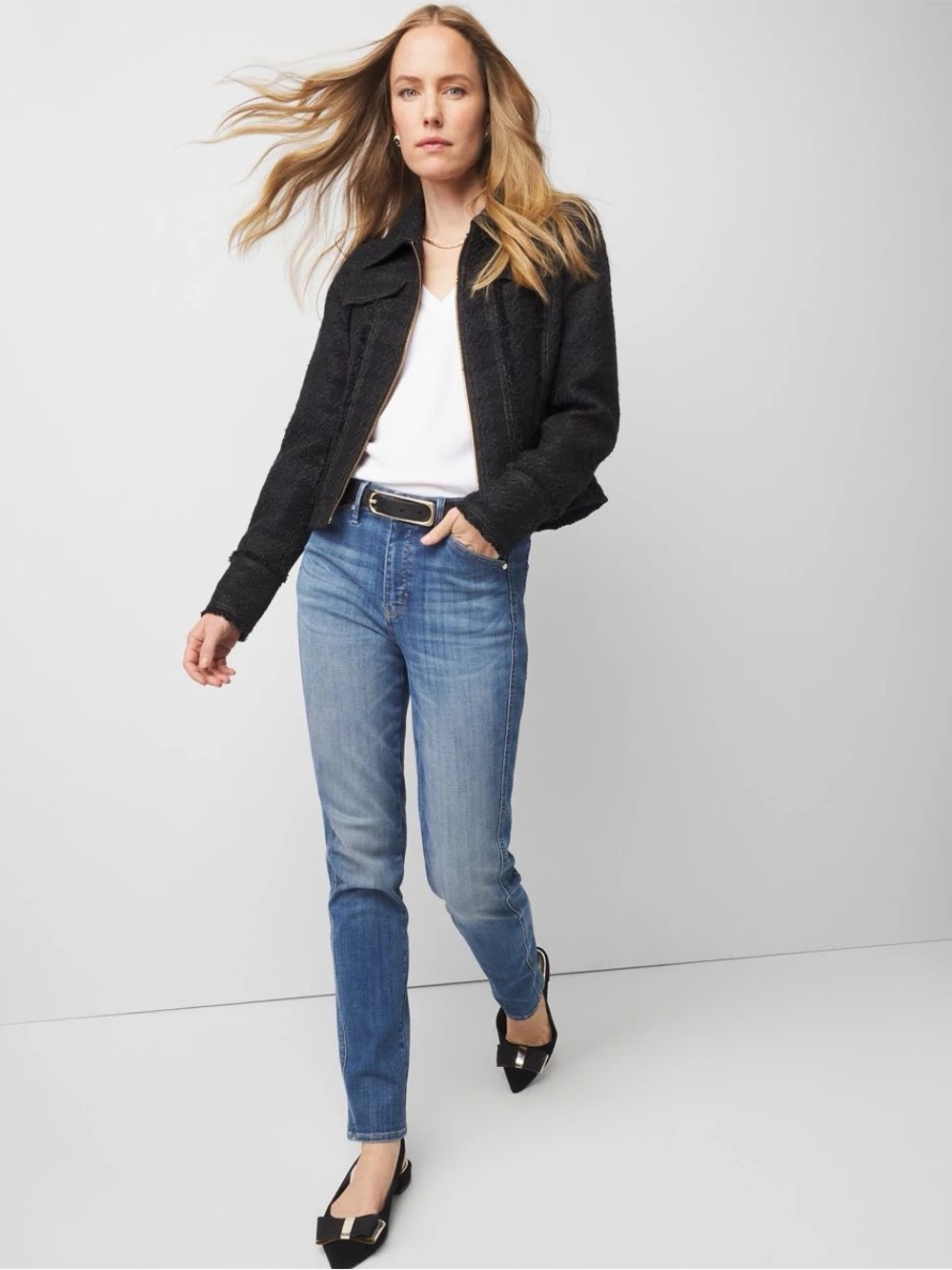 Tweed Textured Trucker Jacket WHBM